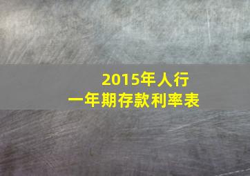 2015年人行一年期存款利率表