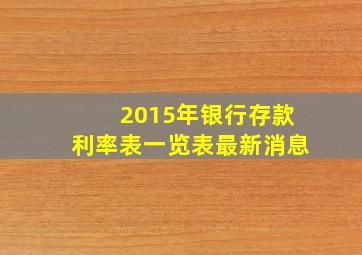 2015年银行存款利率表一览表最新消息