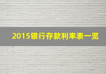 2015银行存款利率表一览