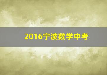 2016宁波数学中考