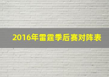 2016年雷霆季后赛对阵表