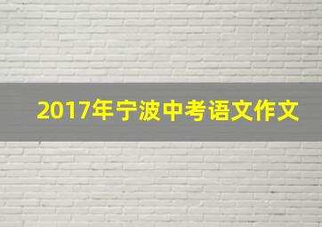 2017年宁波中考语文作文