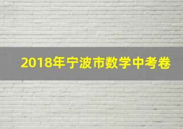 2018年宁波市数学中考卷