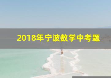 2018年宁波数学中考题