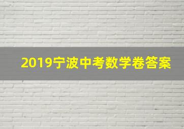 2019宁波中考数学卷答案