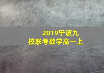 2019宁波九校联考数学高一上