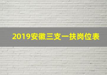 2019安徽三支一扶岗位表