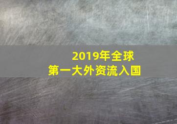 2019年全球第一大外资流入国