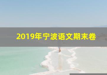 2019年宁波语文期末卷