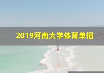 2019河南大学体育单招