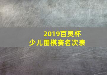 2019百灵杯少儿围棋赛名次表