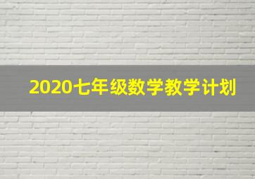 2020七年级数学教学计划