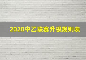 2020中乙联赛升级规则表