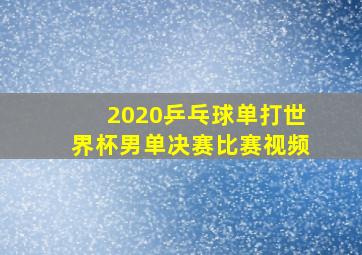 2020乒乓球单打世界杯男单决赛比赛视频