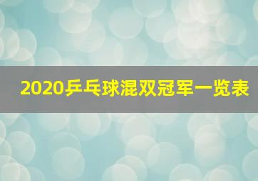 2020乒乓球混双冠军一览表