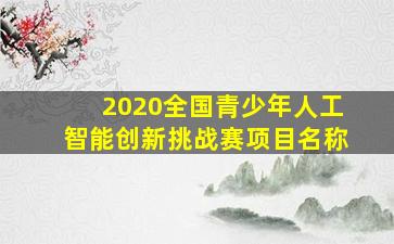 2020全国青少年人工智能创新挑战赛项目名称