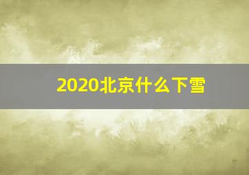 2020北京什么下雪