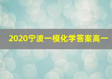 2020宁波一模化学答案高一