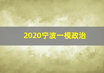 2020宁波一模政治