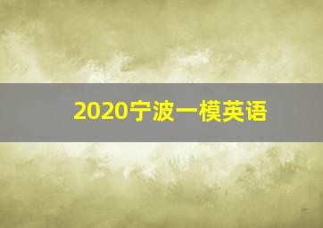 2020宁波一模英语