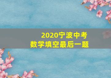 2020宁波中考数学填空最后一题