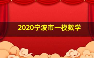 2020宁波市一模数学