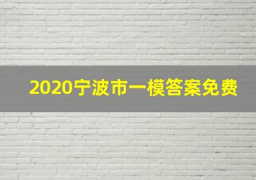 2020宁波市一模答案免费