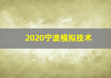 2020宁波模拟技术