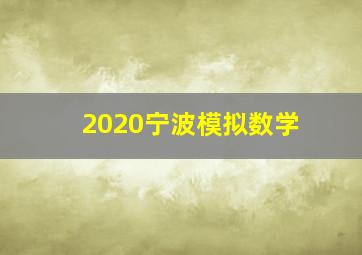 2020宁波模拟数学