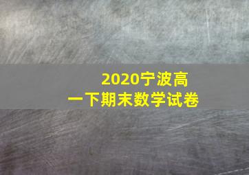 2020宁波高一下期末数学试卷