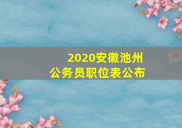 2020安徽池州公务员职位表公布