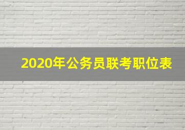 2020年公务员联考职位表