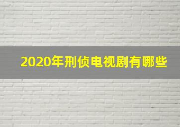 2020年刑侦电视剧有哪些