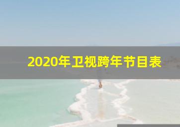 2020年卫视跨年节目表