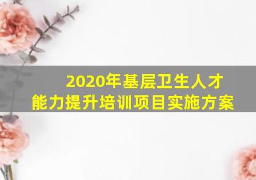 2020年基层卫生人才能力提升培训项目实施方案