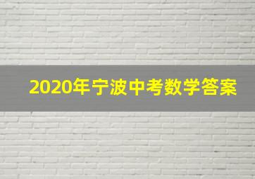 2020年宁波中考数学答案