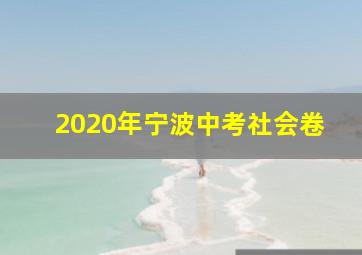 2020年宁波中考社会卷