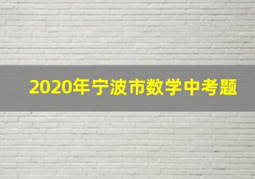 2020年宁波市数学中考题