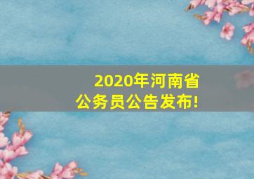 2020年河南省公务员公告发布!