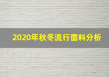 2020年秋冬流行面料分析