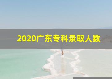 2020广东专科录取人数