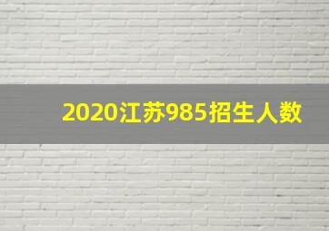 2020江苏985招生人数