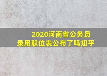 2020河南省公务员录用职位表公布了吗知乎