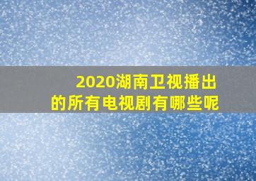 2020湖南卫视播出的所有电视剧有哪些呢