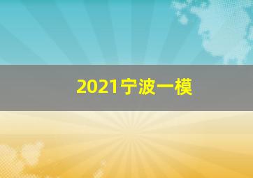 2021宁波一模