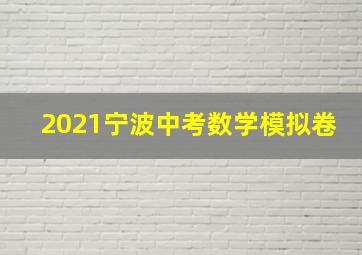 2021宁波中考数学模拟卷