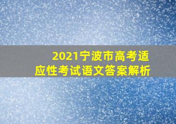 2021宁波市高考适应性考试语文答案解析