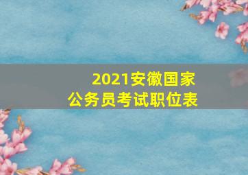 2021安徽国家公务员考试职位表