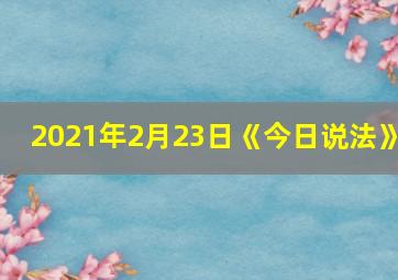 2021年2月23日《今日说法》