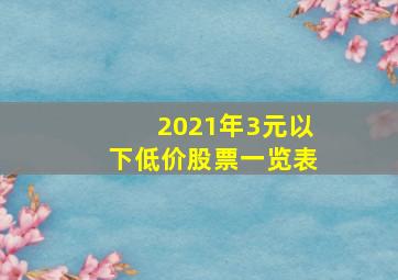 2021年3元以下低价股票一览表